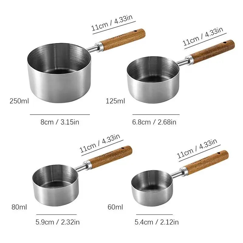 4pcs Measuring Cups Set Cake Baking Flour Measuring Cups Stainless Steel Handle Kitchen Measuring Bakeware And Cooking Utensils