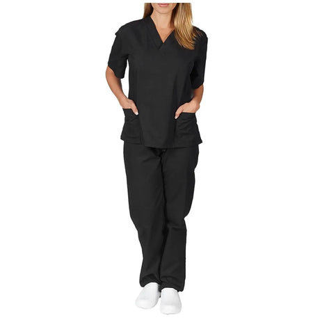 Solid High Quality New Scrub Uniforms Suit Beauty Pet Shop Uniforms Salon Womens Scrub Set Work Wear Scrub Suit Tops + Pants