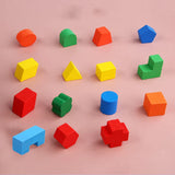 Montessori 15 Hole Intelligence Box Geometric Shapes 3D Puzzle Early Education Three-Dimensional Wooden Paired Building Block