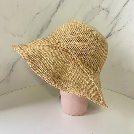 Female Natural Lafite Grass Boater Fresh Classical Brand Straw Woven Fisherman Hat Summer Outing Sunscreen Raffia Bucket Hat