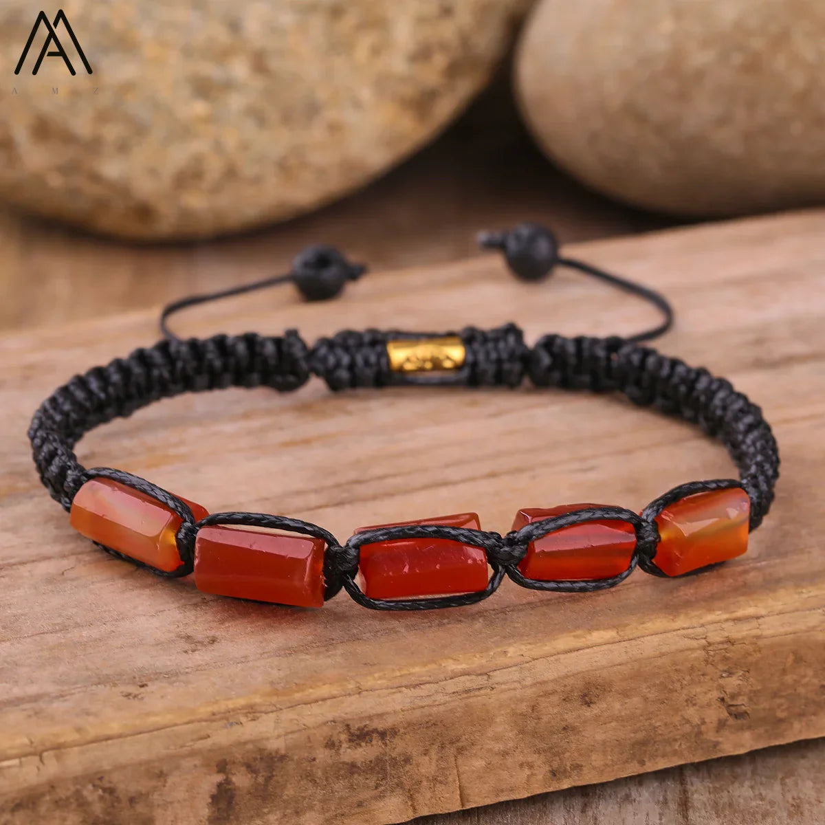 Natural Black Tourmaline Nugget Beads Knotted Handmade Woven Bracelet Women Stone Beads Braid Bracelet Adjustable N0456AMI