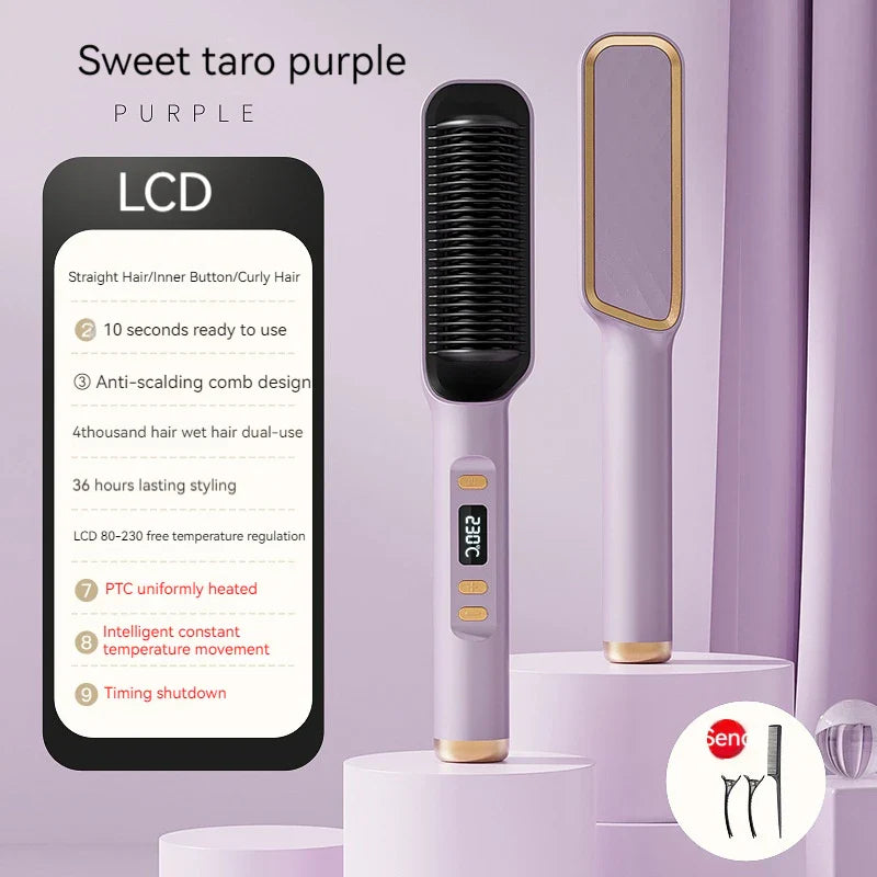 Xiaomi Mijia Electric Hair Brushes LCD Display Hair Straightening Brush Styling Comb Does Not Hurt Hair Anion Curling Iron PTC