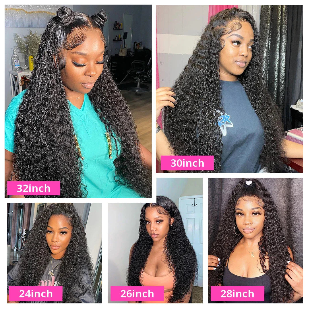 13x4 Hd Kinky Curly Lace Frontal Human Hair Wigs Pre Plucked Brazilian Glueless Water Wave 4x4 Lace Closure Wigs Ready To Wear