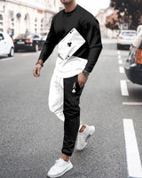 Fashion Men T-shirt Tracksuit Sets Casual 3D Print Outfit Jogging Sportwear Long Sleeve Shirt Trousers Suit Oversize Clothes