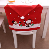 Christmas Santa Claus Snowman Chair Cover Red Printing  Stool  Restaurant Decor For Home Party Ornaments