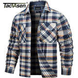 TACVASEN Oversize Lightweight Shirt Jacket Button Down Cotton Plaid Shirts Mens Long Sleeve Streetwear Flannel Shirts W/ Pockets