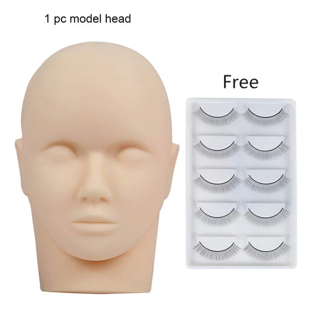 Training False Eyelash Practice Lash Silicone Mannequin Model Head for Beginner Training Set Practicing Eyelash Extension Tools