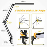 LED Desk Lamp With Clip, Desk Lamp With Eye Care, Office Light With Adjustable Brightness  3 Lighting Modes, 10 Brightness