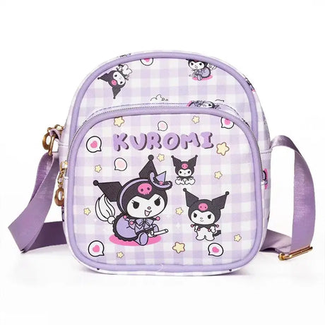 Sanrioed Cartoon Hello Kitty Melody Kulomi Messenger Bag Anime Cute Cat Casual Small Round Bag Kawaii Toy Girls Birthday Gift