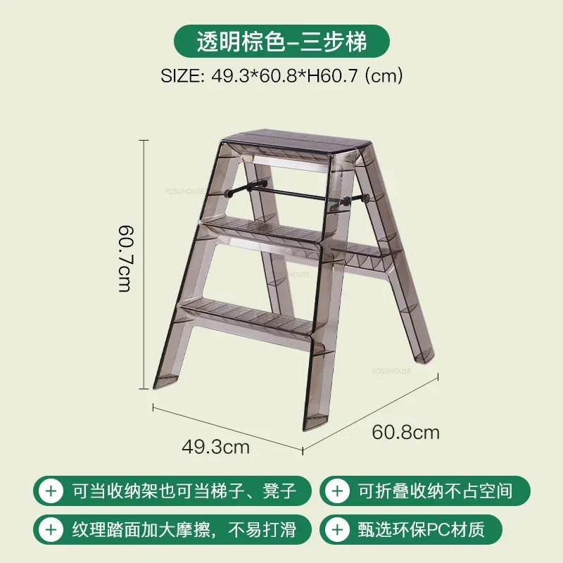 Modern Home Folding Ladder Transparent Acrylic Step Ladders Japanese Portable Telescopic Ladder Rack Creative Stairs Step Stool