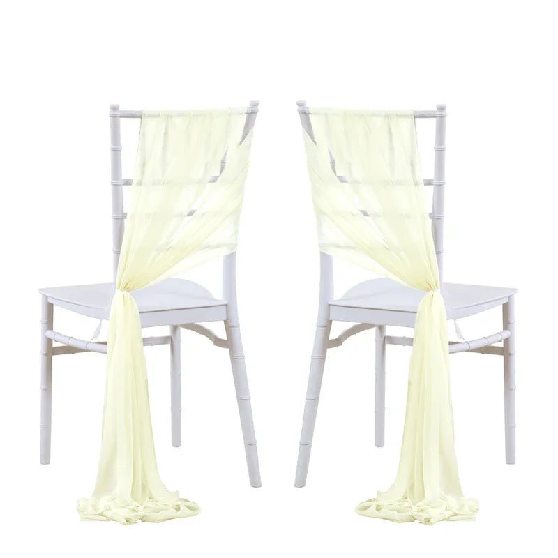 24 Pcs 17x250cm Green Chiffon Chair Sashes 12 Set Sash Wedding Chair Covers Ribbon Wedding Party Aisle Chair Decor