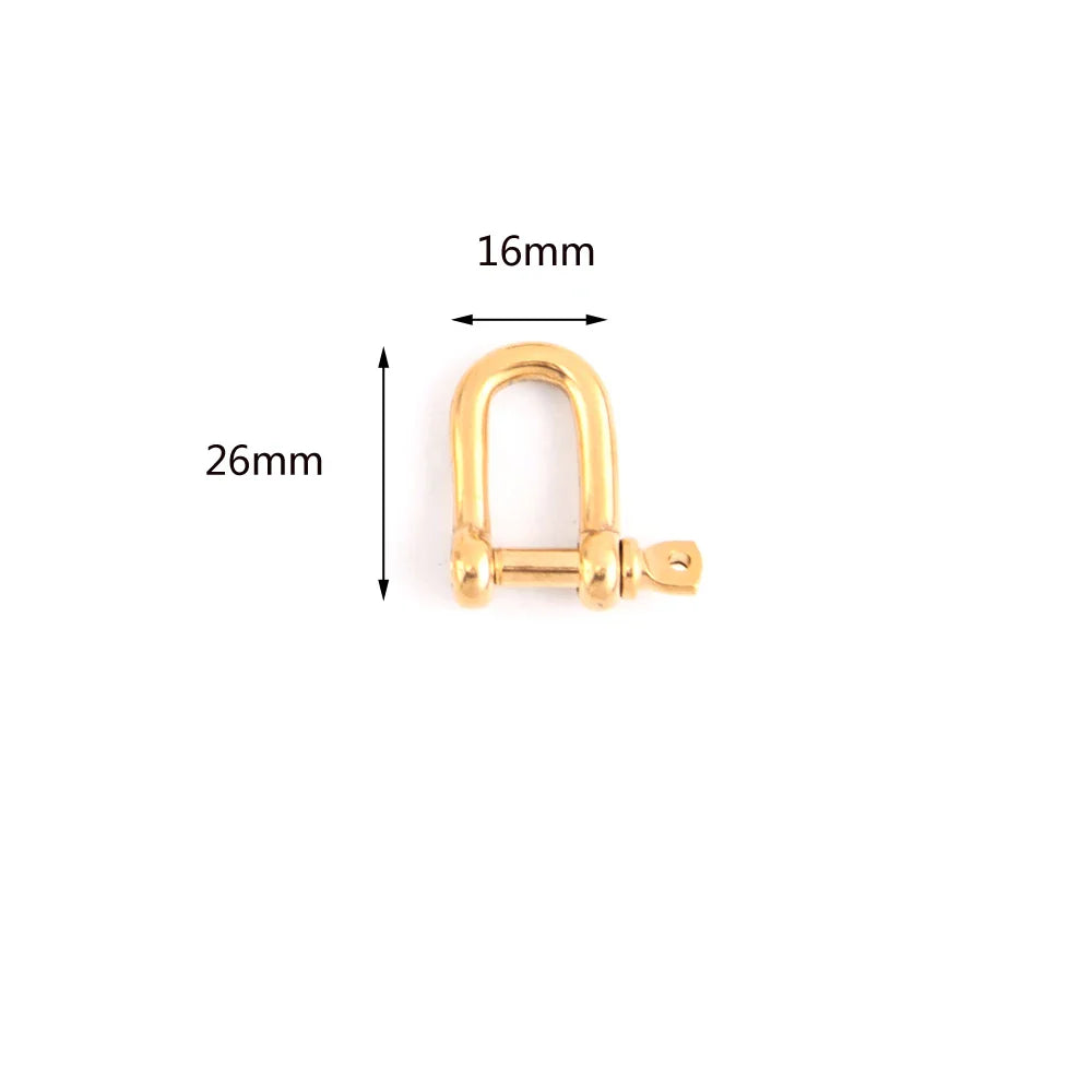 Screw Climbing Gear Carabiner, Stainless Steel, Gold Color, U Pendant, Snap Hook, Charm, Buckle Clasp, Shackle, 3Pcs