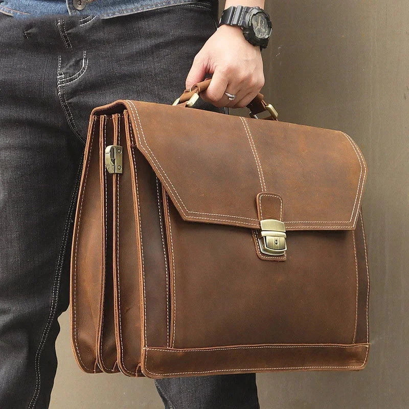 Formal Business Bag Genuine Leather Briefcase 15 Inch Notebook PC Computer Cowhide Messenger s Male