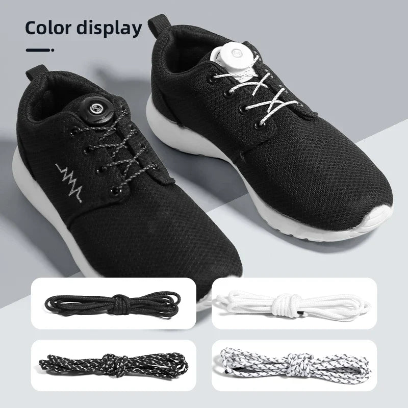 Metal Wire Swivel Automatic Buckle Rope Sneaker ShoeLaces for Adult No Tie Shoe Laces Quick Lock Shoestrings for Sport Shoe