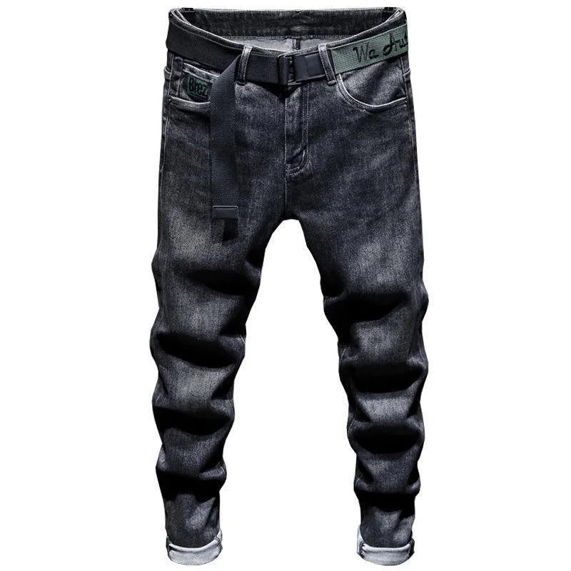 Winter Trousers for Men Skinny Y2k Designer Brushed Jeans Men Slim Black Plush and Thicken Luxury Clothing 90s Streetwear Pants