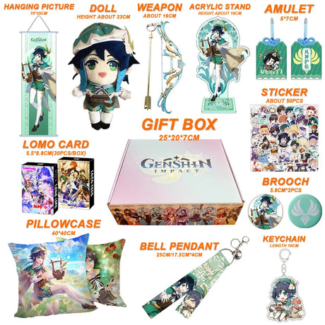 Genshin Impact Xianyun Navia Fontaine Furina Neuvillette Wriothesley Focalors Baizhu Kaveh Gift Box Include Keychain Doll Pillow