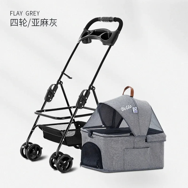 Detachable Pet Trolley 4 Wheel Universal Dog Stroller for Small Dog Cat Carrier Load Bearing 20kg