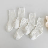 5Pairs/lot Solid Kids Socks  Casual Baby Girls Boys Cotton Stripe Autumn Toddler Knitted Children Socks For 1-8Years