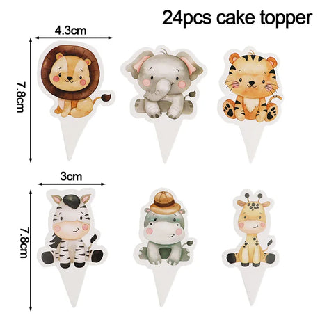 Jungle Safari Birthday Decorations Animal Disposable Tableware Forest Woodland Baby Shower Boy 1 2 3 4 5 Birthday Party Supplies