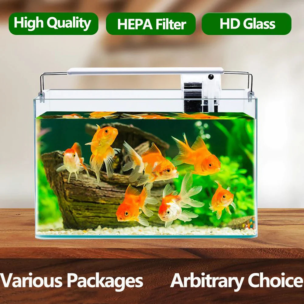 Fish Tank Transparent Glass Rectangular Aquarium Small And Medium Balcony Living Room Decoration Lazy Ecological Fish Tank