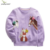 Jumping Meters 2-7T Autumn Spring Baby Girls Sweatshirts Horse Applique Toddler Boys Girls Clothes Birthday  Children's Hoodies