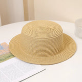 Summer Fashion Versatile Men's Women's Straw Hat Flat Top Fashion Sunscreen Foldable Fedora Beach Tourism Straw Hat Children