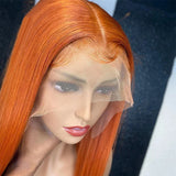 Sleek Ginger Orange 13x5 Brazilan Straight Lace Frontal Human Hair Wigs HD Lace Transparent Wig Natural Remy Glueless Lace Hair