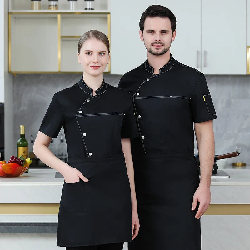 Grey Short Sleeve Chef Jacket Chef Uniform for Men Women Kitchen Restaurant Uniforms Shirts Summer Cook Coat Waiter Clothes