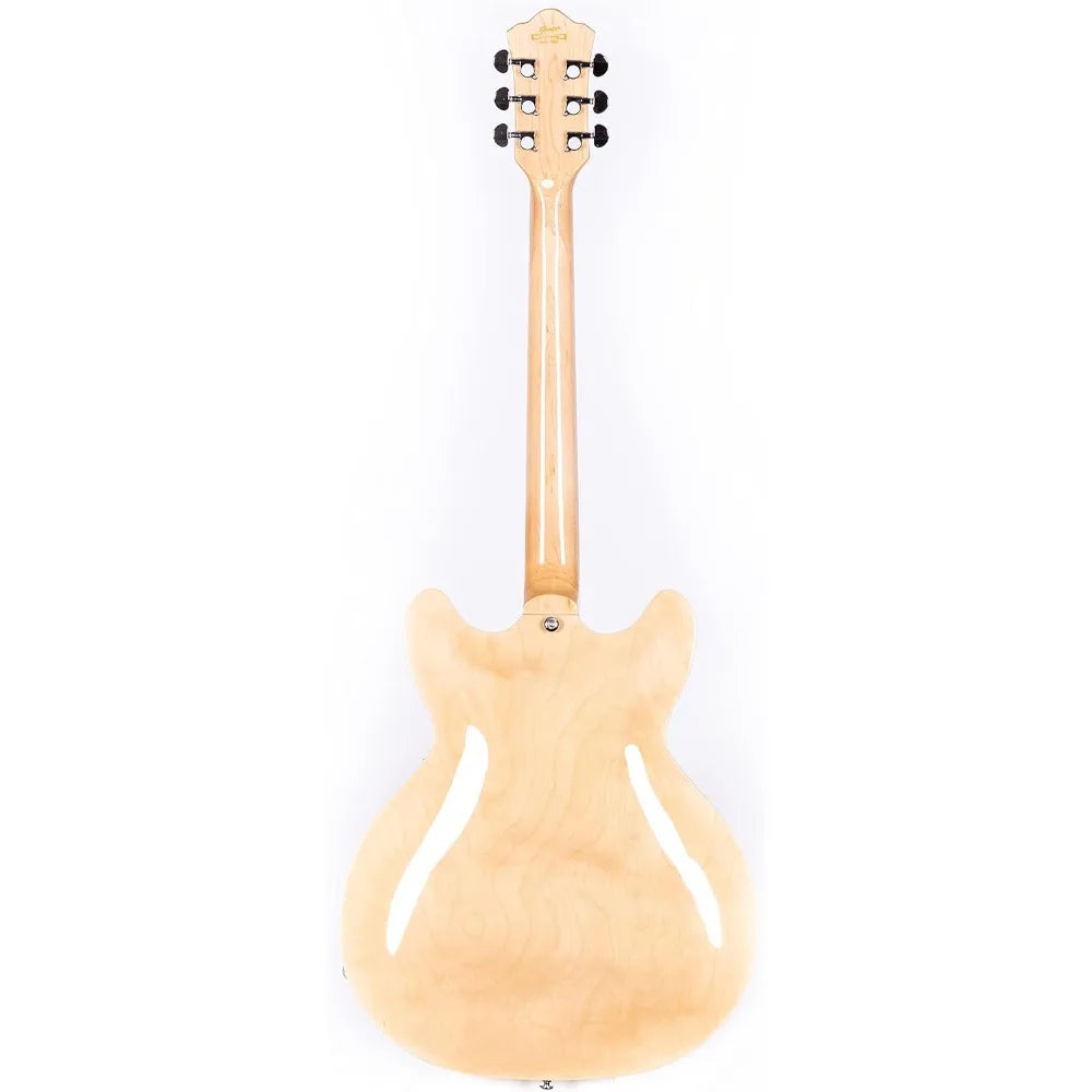 Electric Guitar with Full-Scale, Stainless Steel Frets (Natural), Semi-Hollow Body Guitar