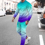 Fashion Men T-shirt Tracksuit Sets Casual 3D Print Outfit Jogging Sportwear Long Sleeve Shirt Trousers Suit Oversize Clothes