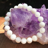 Ruberthen 8 MM White Moonstone Bracelet Chakra Healing Divine Fertility Pregnancy Jewelry Women`s Balance Mood Bracelets