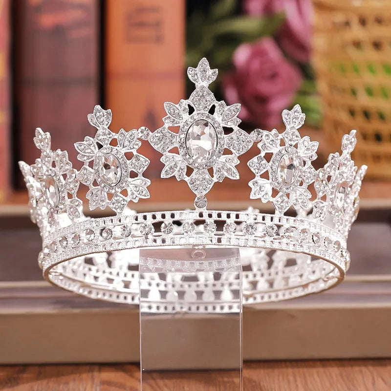 Crystal Rhinestone Round Crown Tiara Hair Jewelry Wedding Hair Accessories Bridal Hair Jewelry Queen Party Crown And Tiaras Gift