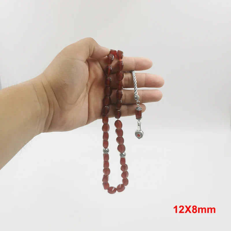 Gemstone Tasbih Natural Brazil Red Agate stone Islamic misbaha bracelet prayer bead turkish fashion Gift eid Muslim accessories