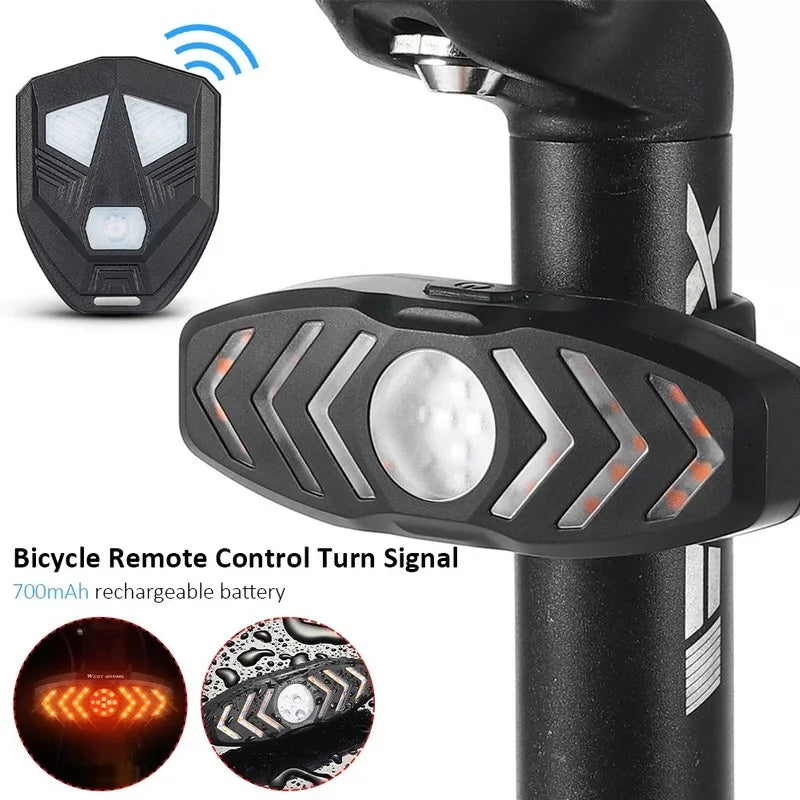 Bike Rear Lamp Smart Cycle Wireless Remote Turn Signal Lights LED Rechargeable Taillight Easily Installation Bicycle Accessories