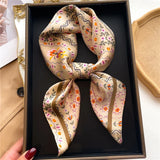 Silk Hair Scarf for Women Fashion Print Shawl Wraps Female Headband Neckerchief 70cm Hand Bag Wrist Foulard Neck Tie Echarpe