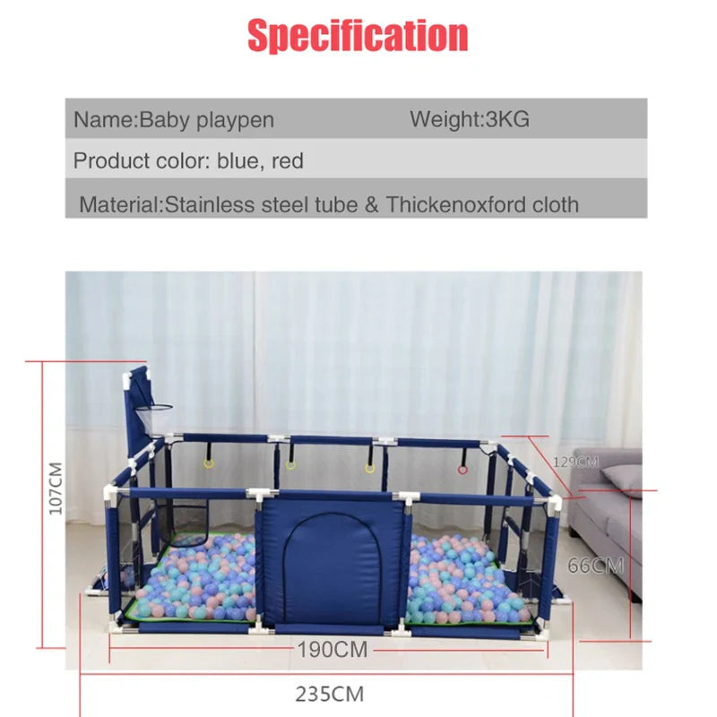 IMBABY Baby Playpen Indoor Baby Playground Park for Baby Corralito Basketball Baby Activity Gym Outdoor Play Groundbox Ball Pool