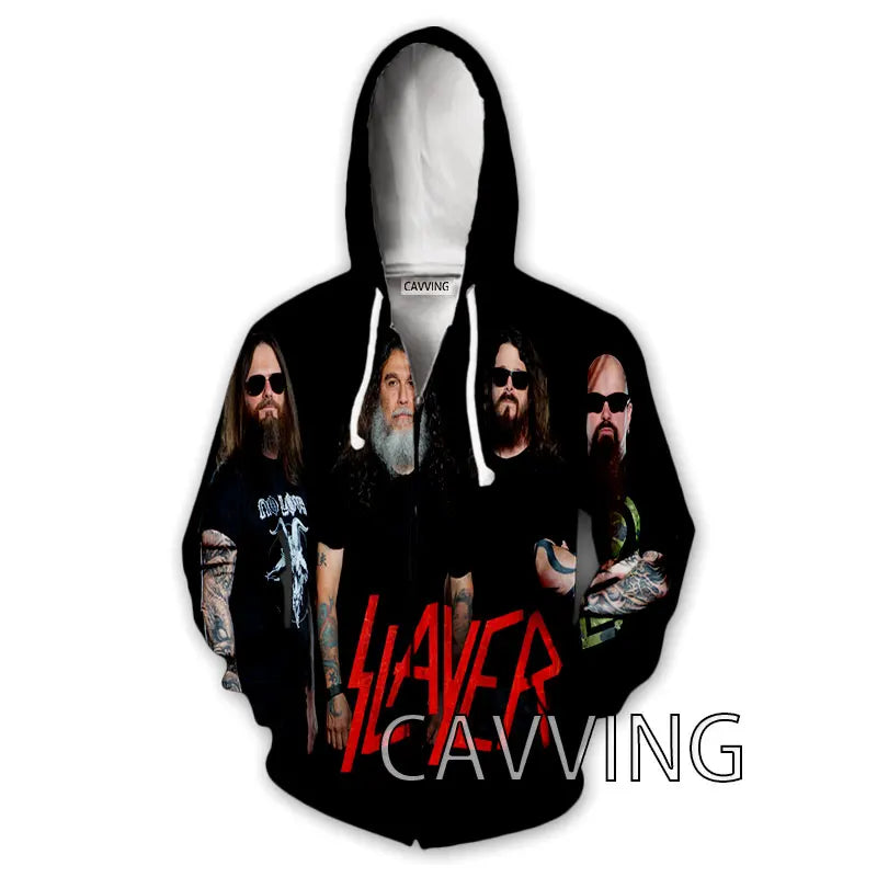 New Fashion 3D Print  SLAYER ROCK  Zipper Hoodies Zip Up Hooded Sweatshirts Harajuku Hoodie Hip Hop Sweatshirts