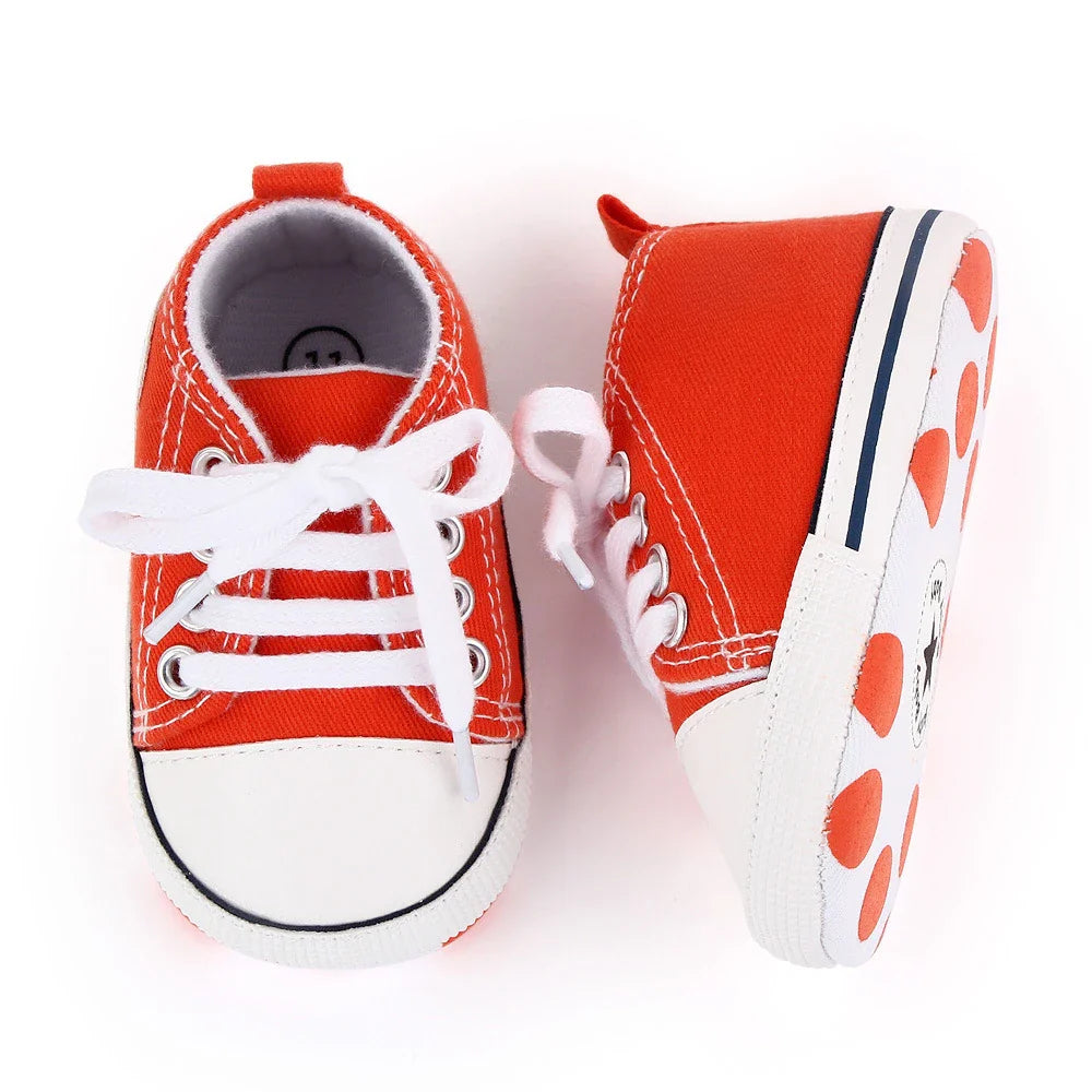 Baby Canvas Classic Sports Sneakers Newborn Baby Boys Girls Print Star First Walkers Shoes Infant Toddler Anti-slip Baby Shoes