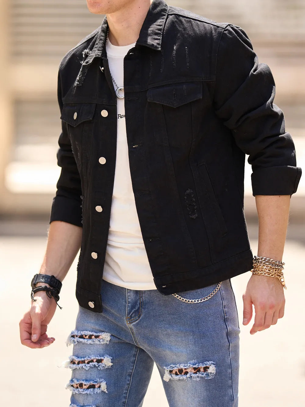 2023 Men Streetwear Fashion Slim Denim Jacket High quality Male Simple solid Casual Jacket Coat