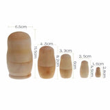 5Pcs Blank Wooden Embryos Russian Nesting Dolls Toy Unpainted Matryoshka Doll DIY Paint Skill Training For  Gifts