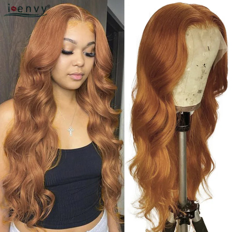 Ginger Blonde Lace Front Human Hair Wigs 13x4 Body Wave Transparent HD Lace Frontal Wig Pre Plucked Orange Brown Lace Front Wig