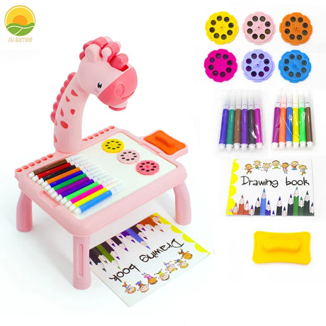 Children Drawing Board Projection Table Light Toy For Boy Сoloring Pen Book Tool Set Girl Learning Educational Kids 3 Year Gifts