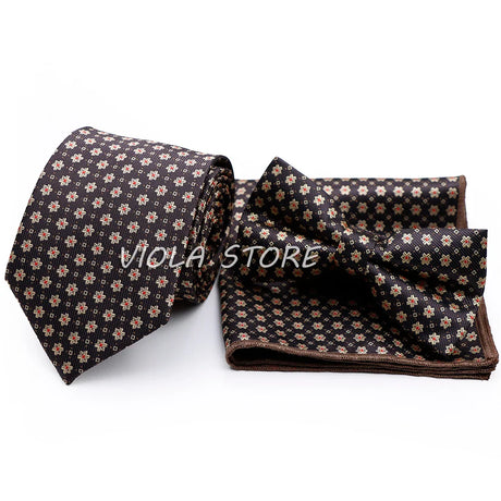 45 Color Paisley Geometry Striped 7.5cm Tie Set Polyester Floral Bow Hanky Wedding Party Business Suit Cravat Men Gift Accessory