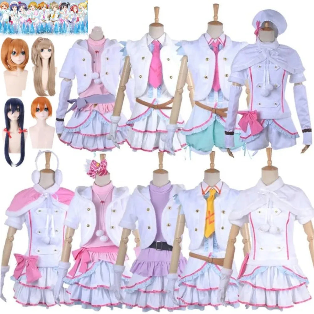 Anime Lovelive Love Live μ'S Snow Halation Kotori Minami Nico Yazawa Rin Hoshizora Cosplay Costume Wig Winter Lolita Dress Suit