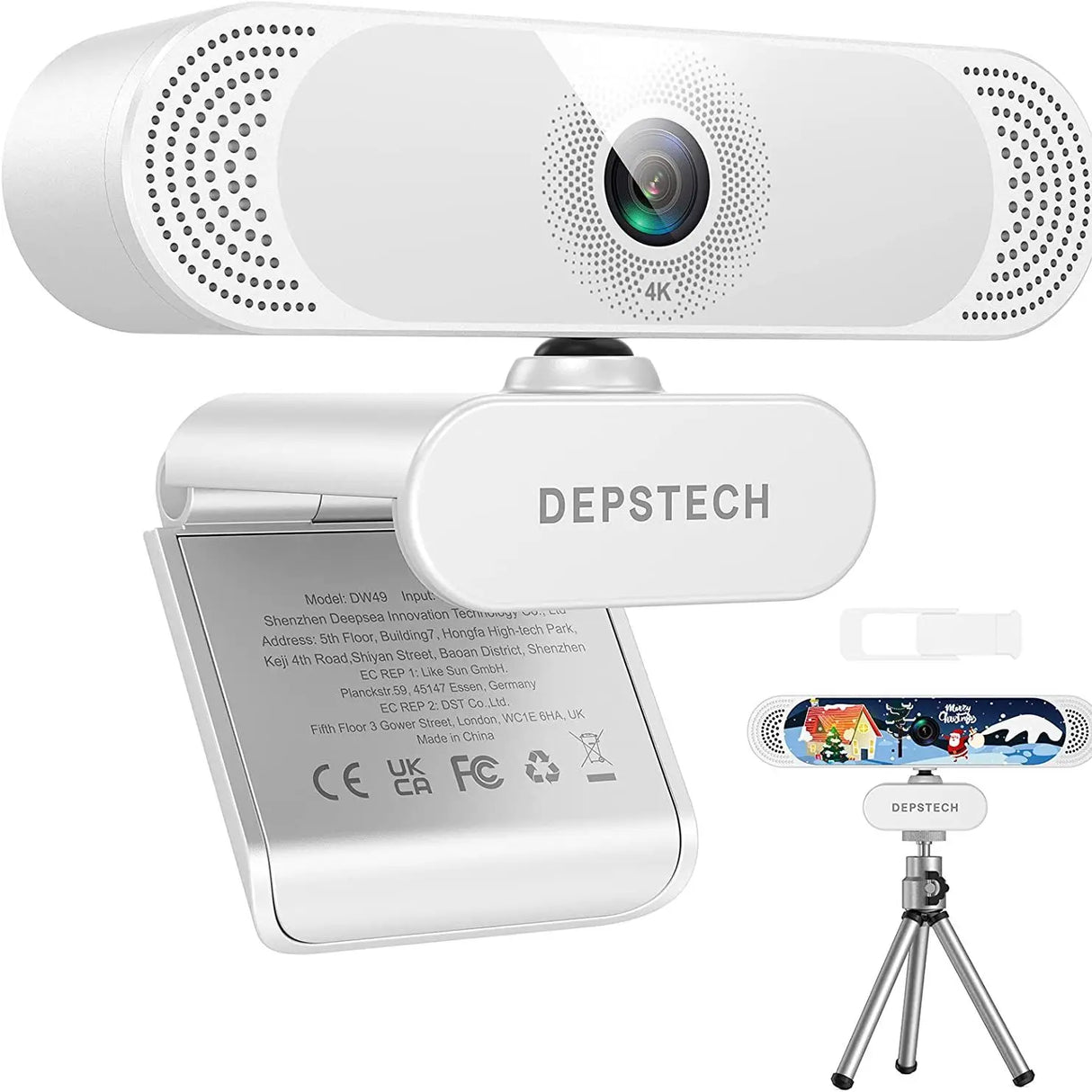 DEPSTECH DW49 4K Webcam for PC Web Cam with Noise-Canceling Microphone/ Privacy Cover/ Tripod USB Web Camera for Computer Office