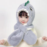 Doitbest Cartoon Dinosaur Children Winter Hats Beanies Set Kids Child Knitted Fur Hat Scarf One-piece Boys Girls Earflap Caps