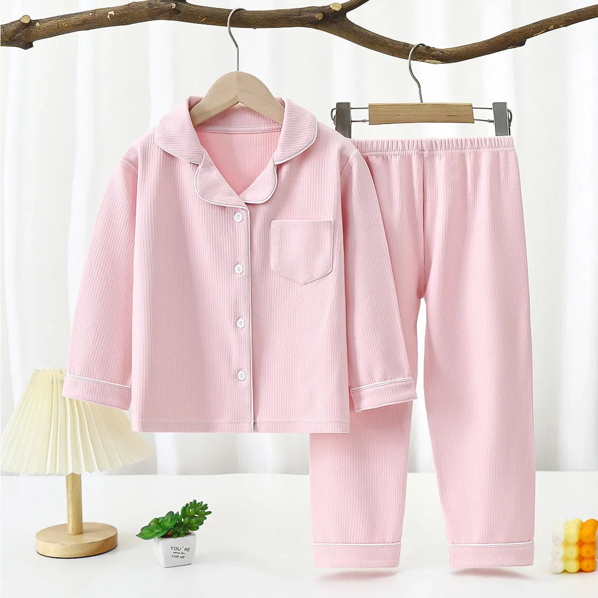 2023 Autumn Winter Children Pajama Sets Solid Color Sleepwear for Kids 1-16years Teen Pijamas Boys Girls Loungewear Baby Clothes