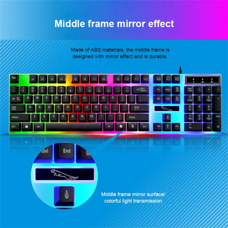 RYRA Keyboard Mouse Set G21B-RGB-BA Mechanical Gaming Keyboard And Mouse Combo Wired RGB LED For Computer Laptop Gamer