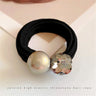 Elegant Faux Pearl Hair Ties High Elastic Seamless Black Scrunchies With Heart Diamond Women Girls Ponytail Holders Scrunchies