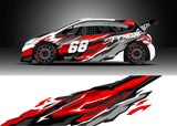 Full Body Racing Graphic Decal Vinyl Wrap Modern Design Red Retro Car Full Wrap Sticker Decorative Car Decal 300*60cm